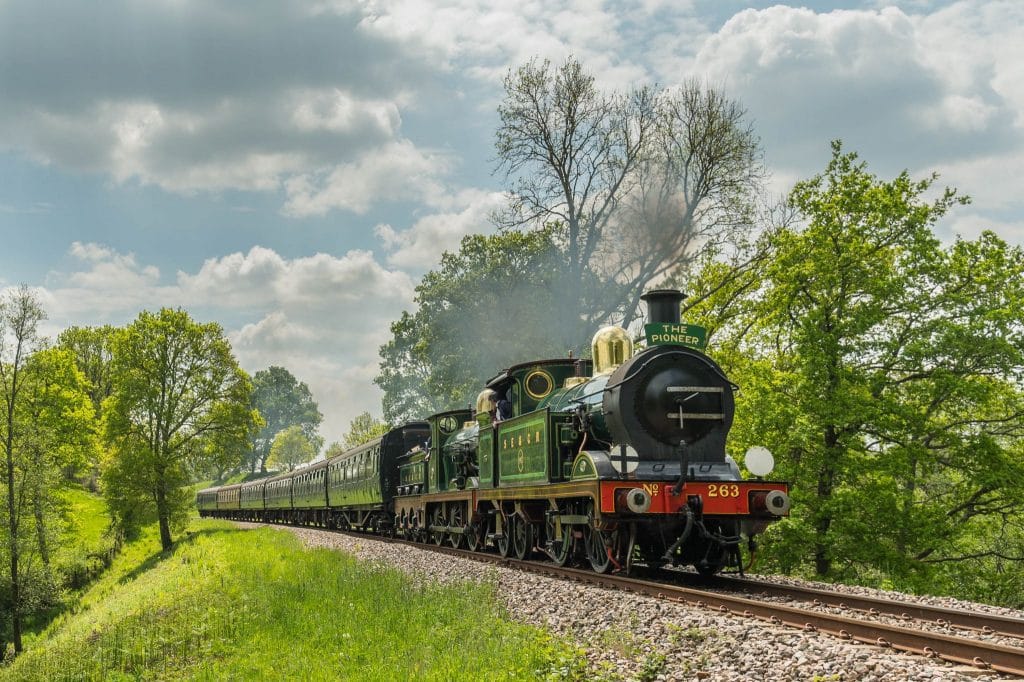 Bluebell Railway Near The Nest Historic Bluebell Railway steam train near The Nest holiday cottage in East Sussex.